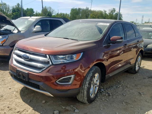 2FMTK4J82FBB55039 - 2015 FORD EDGE SEL MAROON photo 2