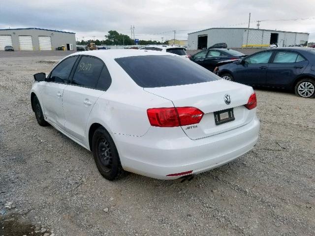 3VW2K7AJ1EM326670 - 2014 VOLKSWAGEN JETTA BASE WHITE photo 3