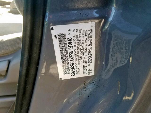 2HKRL1852YH535463 - 2000 HONDA ODYSSEY LX SILVER photo 10