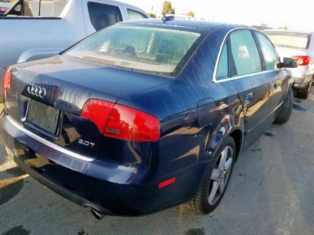 WAUAF78E35A552859 - 2005 AUDI A4 2.0T BLUE photo 4