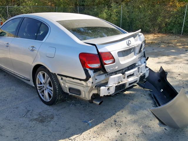 JTHBC96S175002266 - 2007 LEXUS GS 450H SILVER photo 9