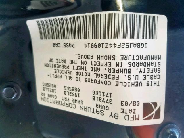 1G8AJ52F44Z109914 - 2004 SATURN ION LEVEL RED photo 10