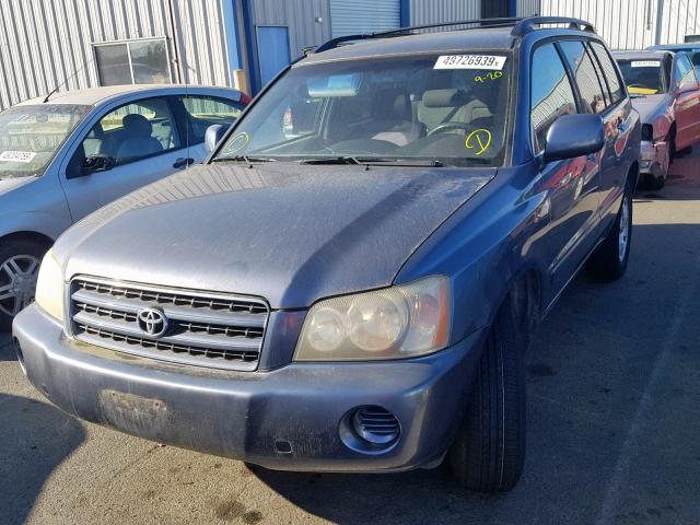 JTEGD21AX30047364 - 2003 TOYOTA HIGHLANDER BLUE photo 2