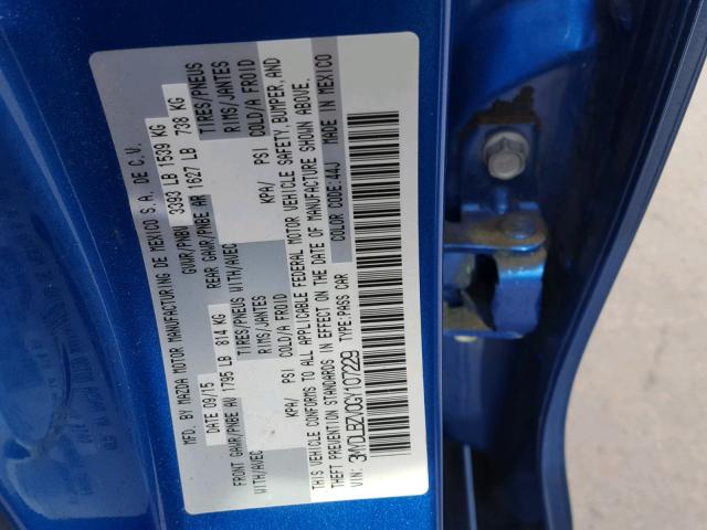 3MYDLBZV0GY107229 - 2016 TOYOTA SCION IA BLUE photo 10