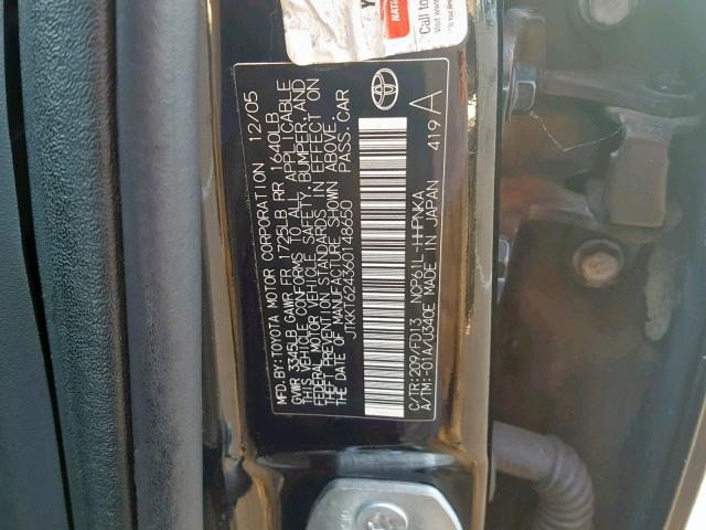 JTKKT624360148650 - 2006 TOYOTA SCION XA BLACK photo 10