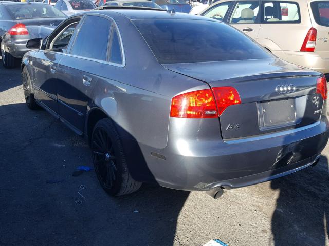 WAUBF78E08A088275 - 2008 AUDI A4 S-LINE GRAY photo 3