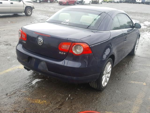 WVWFA71F47V001801 - 2007 VOLKSWAGEN EOS 2.0T L BLUE photo 4