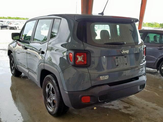 ZACCJAAB2HPF43856 - 2017 JEEP RENEGADE S ნაცრისფერი ფოტო 3