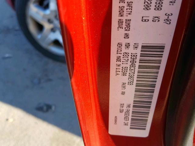 1B3HB48C67D302769 - 2007 DODGE CALIBER SX RED photo 10