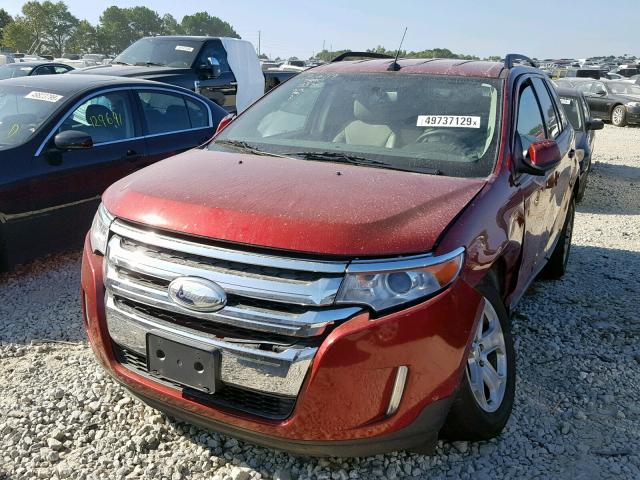 2FMDK3JCXDBC91337 - 2013 FORD EDGE SEL RED photo 2