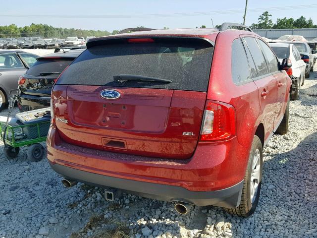 2FMDK3JCXDBC91337 - 2013 FORD EDGE SEL RED photo 4