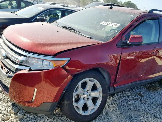 2FMDK3JCXDBC91337 - 2013 FORD EDGE SEL RED photo 9