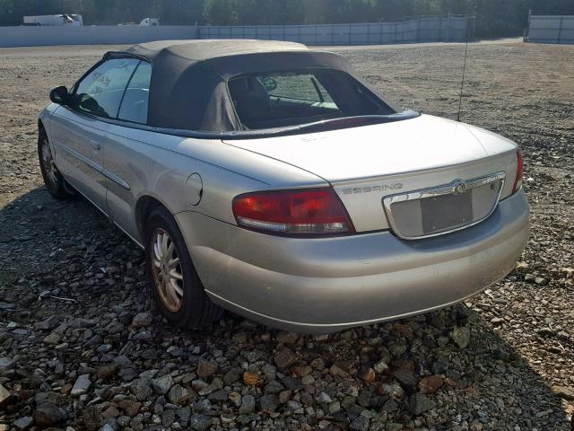 1C3EL55T53N573047 - 2003 CHRYSLER SEBRING LX SILVER photo 3