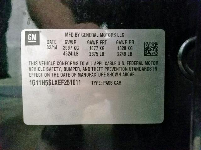 1G11H5SLXEF251011 - 2014 CHEVROLET MALIBU LTZ შავი ფოტო 10