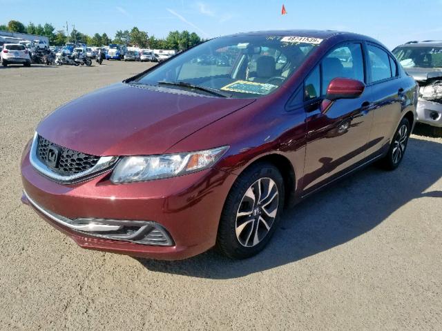 19XFB2F80EE218158 - 2014 HONDA CIVIC EX BURGUNDY photo 2