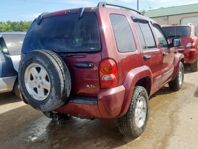 1J8GL58K22W302133 - 2002 JEEP LIBERTY LI MAROON photo 4