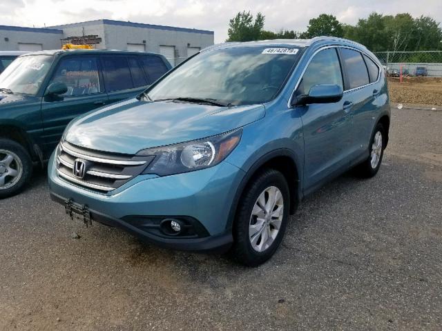 2HKRM4H71EH636750 - 2014 HONDA CR-V EXL BLUE photo 2