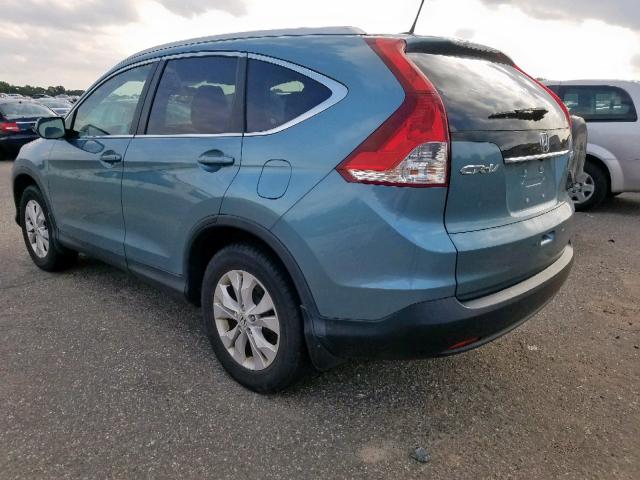 2HKRM4H71EH636750 - 2014 HONDA CR-V EXL BLUE photo 3