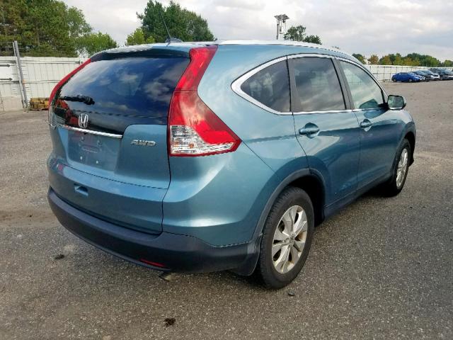 2HKRM4H71EH636750 - 2014 HONDA CR-V EXL BLUE photo 4