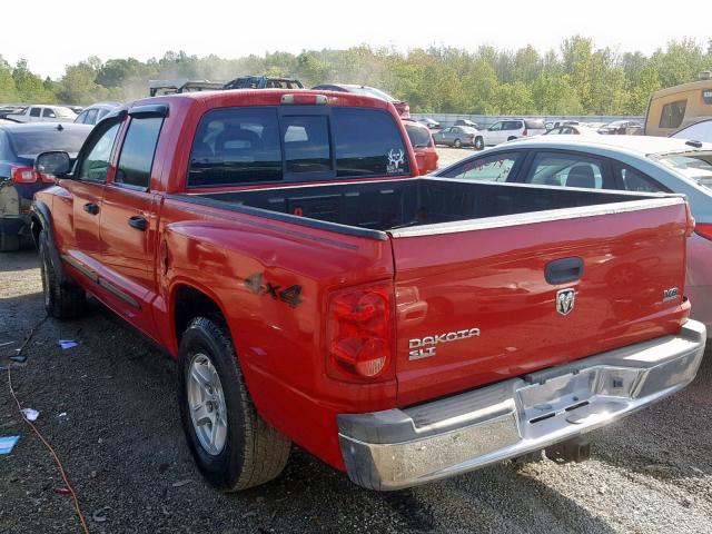 1D7HW48N05S129205 - 2005 DODGE DAKOTA QUA RED photo 3