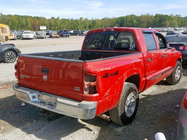 1D7HW48N05S129205 - 2005 DODGE DAKOTA QUA RED photo 4