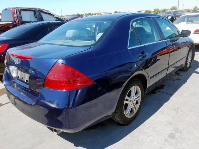 1HGCM56387A033799 - 2007 HONDA ACCORD SE BLUE photo 4