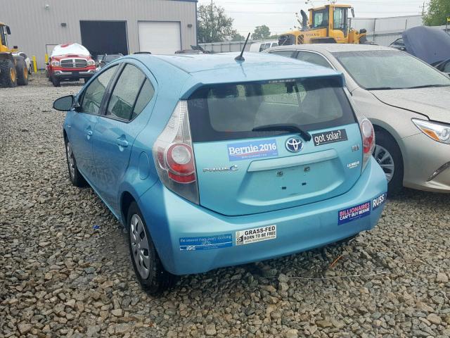 JTDKDTB30E1079211 - 2014 TOYOTA PRIUS C TEAL photo 3