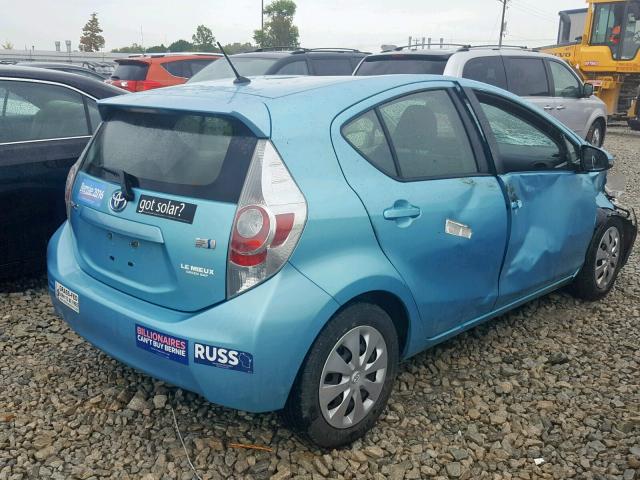 JTDKDTB30E1079211 - 2014 TOYOTA PRIUS C TEAL photo 4