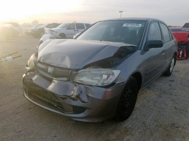 2HGES16335H632910 - 2005 HONDA CIVIC DX V GRAY photo 2