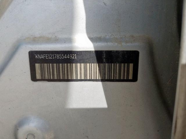 KNAFE121785544921 - 2008 KIA SPECTRA EX SILVER photo 10