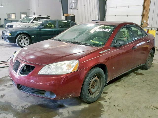 1G2ZF57B684121733 - 2008 PONTIAC G6 VALUE L BURGUNDY photo 2