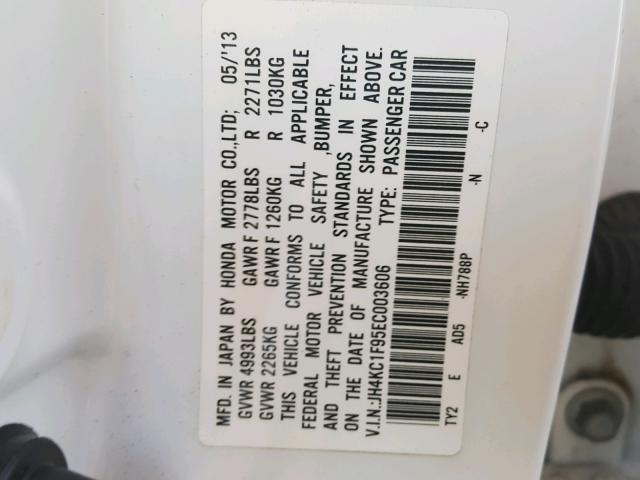 JH4KC1F95EC003606 - 2014 ACURA RLX ADVANC WHITE photo 10