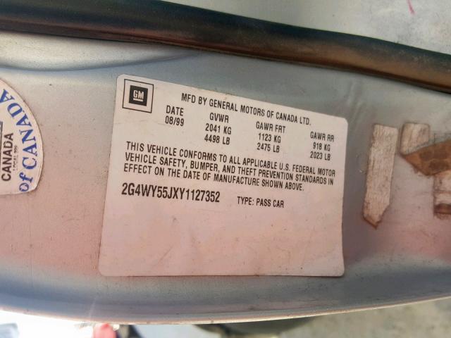 2G4WY55JXY1127352 - 2000 BUICK CENTURY LI SILVER photo 10