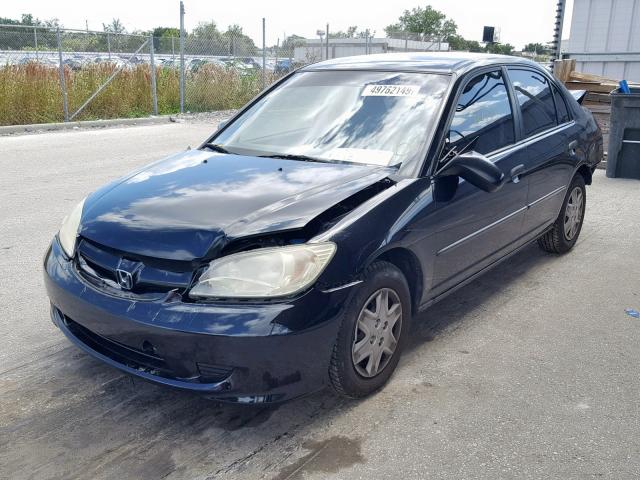 1HGES16325L010575 - 2005 HONDA CIVIC DX V BLACK photo 2