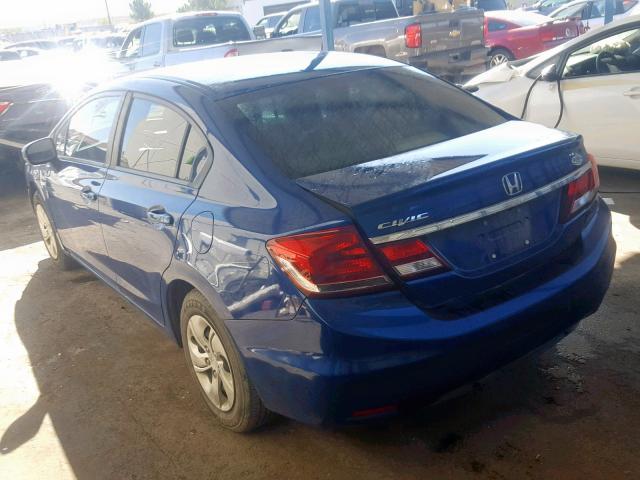 19XFB2F50EE007631 - 2014 HONDA CIVIC LX BLUE photo 3