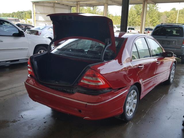 WDBRF61J45A688553 - 2005 MERCEDES-BENZ C 240 RED photo 4