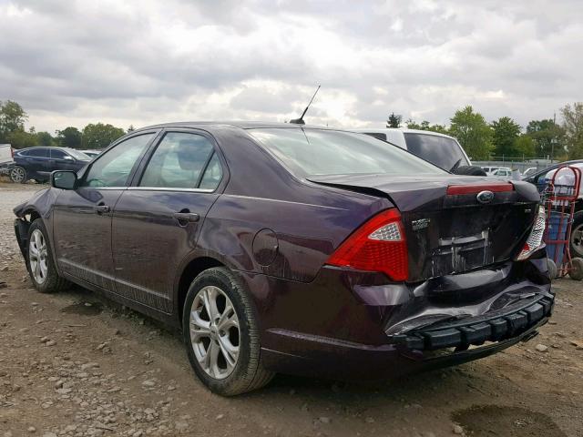 3FAHP0HA4CR309699 - 2012 FORD FUSION SE BURGUNDY photo 3