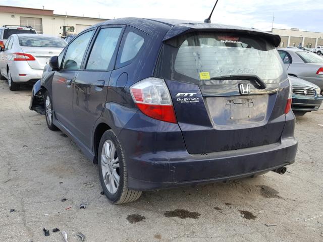 JHMGE8H44AC031692 - 2010 HONDA FIT SPORT BLUE photo 3