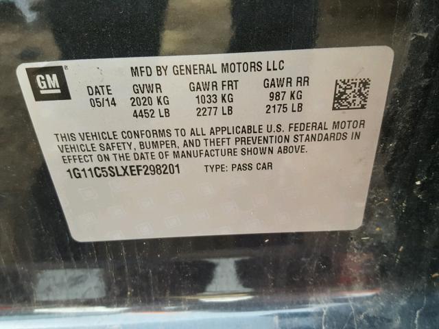 1G11C5SLXEF298201 - 2014 CHEVROLET MALIBU 1LT BLACK photo 10