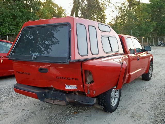 1D7GL32K34S729731 - 2004 DODGE DAKOTA SPO RED photo 4