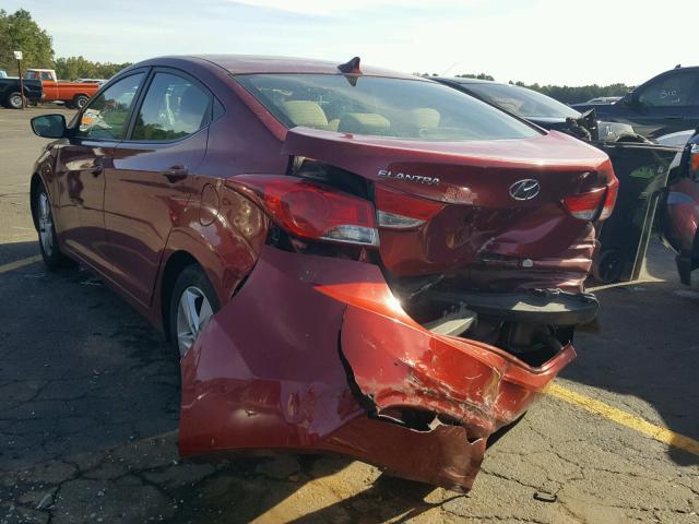 5NPDH4AE1DH388246 - 2013 HYUNDAI ELANTRA GL RED photo 3