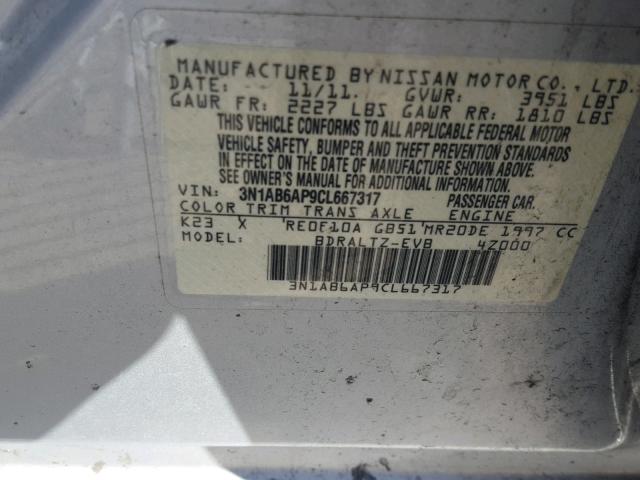 3N1AB6AP9CL667317 - 2012 NISSAN SENTRA 2.0 SILVER photo 10