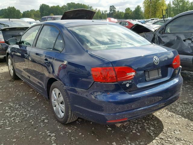 3VW2K7AJXCM389652 - 2012 VOLKSWAGEN JETTA BASE Կապույտ լուսանկար 3