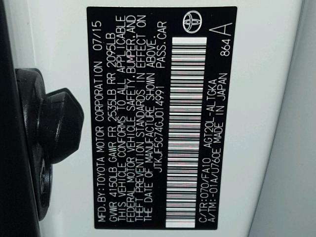 JTKJF5C74GJ014991 - 2016 TOYOTA SCION TC Ağ foto 10