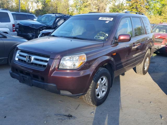 5FNYF18258B052654 - 2008 HONDA PILOT VP BURGUNDY photo 2