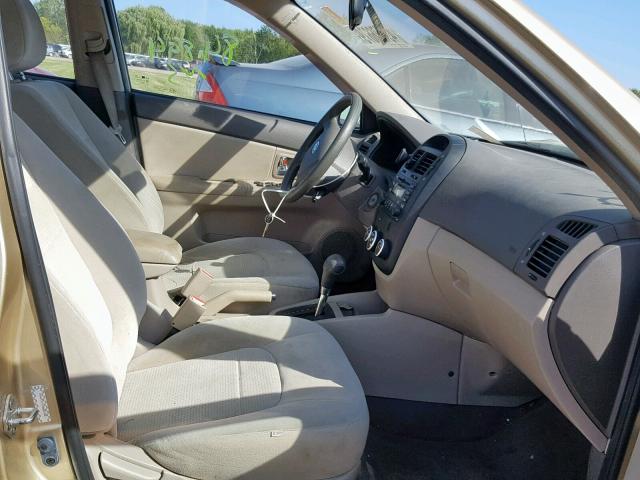 KNAFE221195657268 - 2009 KIA SPECTRA EX TAN photo 5