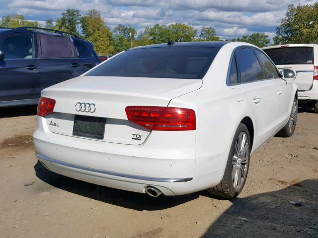 WAURMAFD4EN004877 - 2014 AUDI A8 L TDI WHITE photo 4