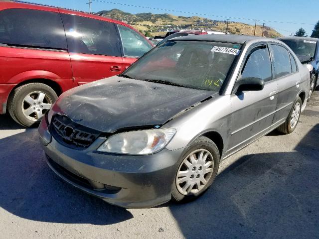 2HGES15525H633775 - 2005 HONDA CIVIC LX GRAY photo 2