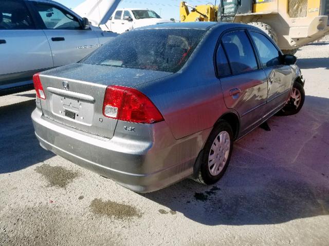 2HGES15525H633775 - 2005 HONDA CIVIC LX GRAY photo 4