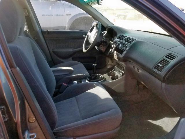 2HGES15525H633775 - 2005 HONDA CIVIC LX GRAY photo 5